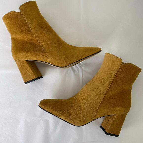 Clorinda Antinori Vera Suede Boots Size 37 or 7 Segale Tan Leather Square Toe - Picture 7 of 15